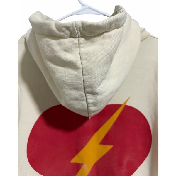 Aviator Nation Bolt Heart Zip Hoodie Vintage White Size‎ Small - Image 4