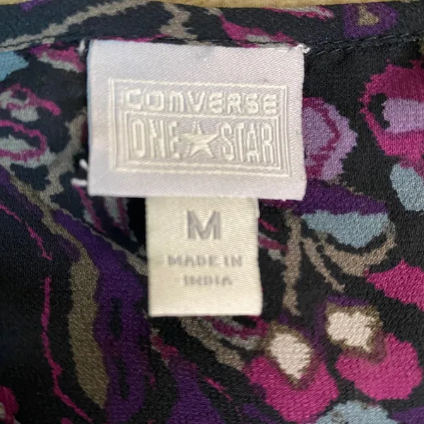 Converse One Star Womens Purple Blue Floral Pintuck‎ Blouse Sz M Long Sleeve EUC - Image 5