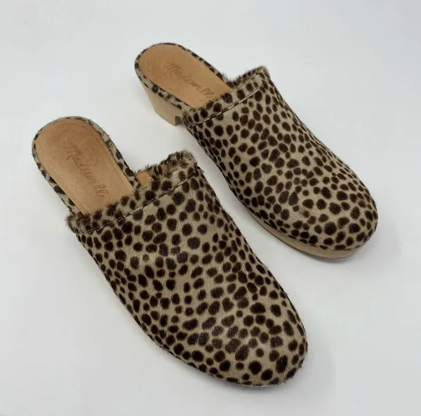Madewell Womens The Ruby Clog in Dotted Calf Hair 7.5 Wooden Soles Slip On MA526 - Image 4