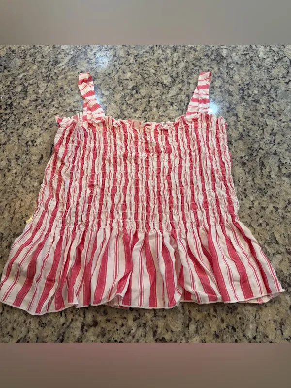 Red and White Smocked Stripe Tank - Image 5