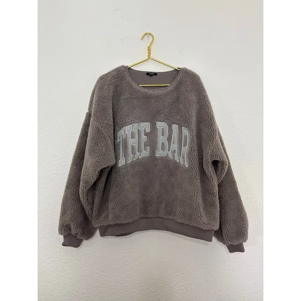 The Bar Gigi Sweatshirt Cinder/Grey Size XL Sherpa Teddy Loungewear Oversized - Image 4