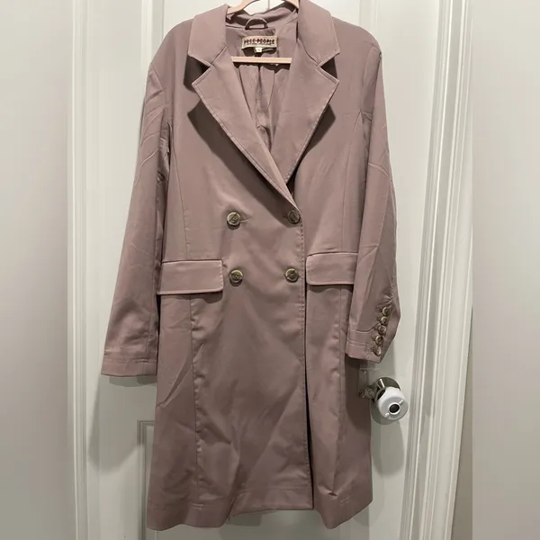 Free People Mauve Longline Blazer Trench Double-Breasted Size M - Image 2
