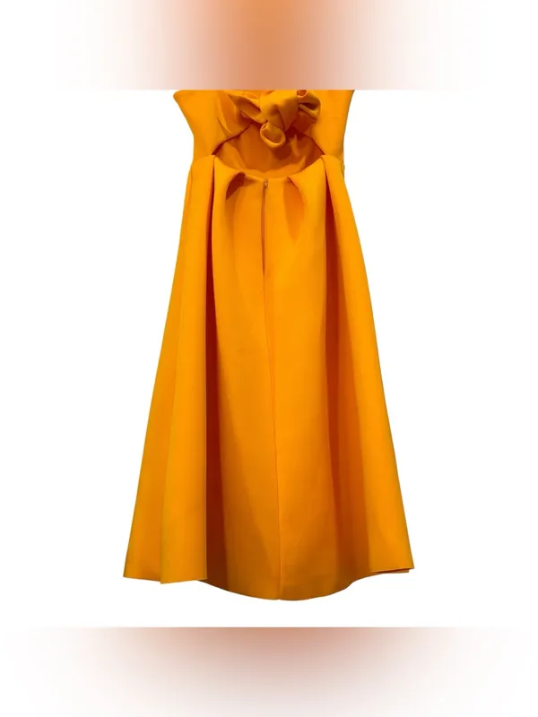 ASOS NWT Orange Fit & Flare Pleated Midi Dress Size 2 Women's - Image 7