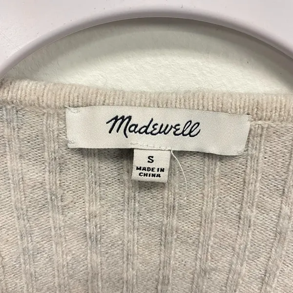Madewell women's cropped ditsy floral ivory black sweater cardigan sz S 3 button - Image 9