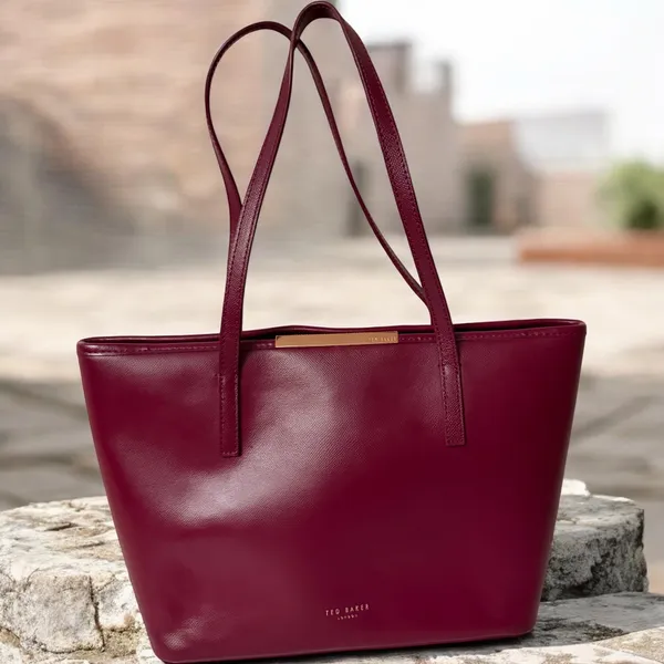 Ted Baker Burgundy Tote Bag Large Structured Shoulder Handbag - Image 5