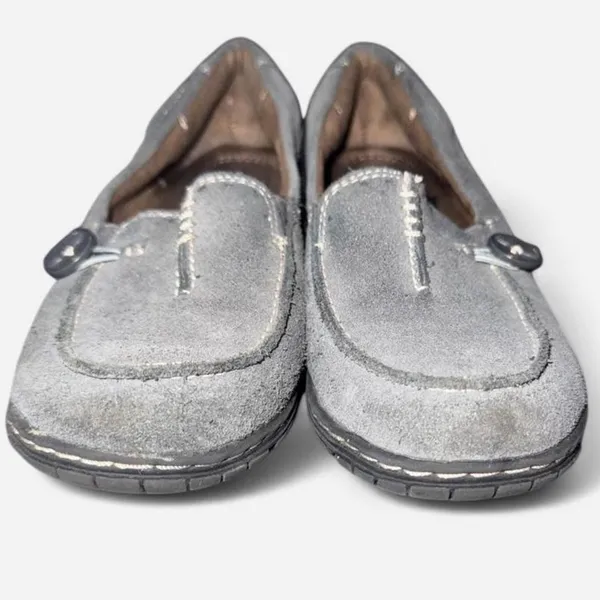 Naturalizer Gray and Black Suede Slip On Loafers, size 6 - Image 2