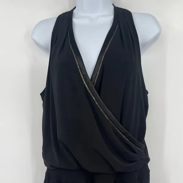 White House | Black Market Satin Jumpsuit Sz 8 Metallic Trim Mob Wife Sleeveless Quiet Luxury Glam - Image 3