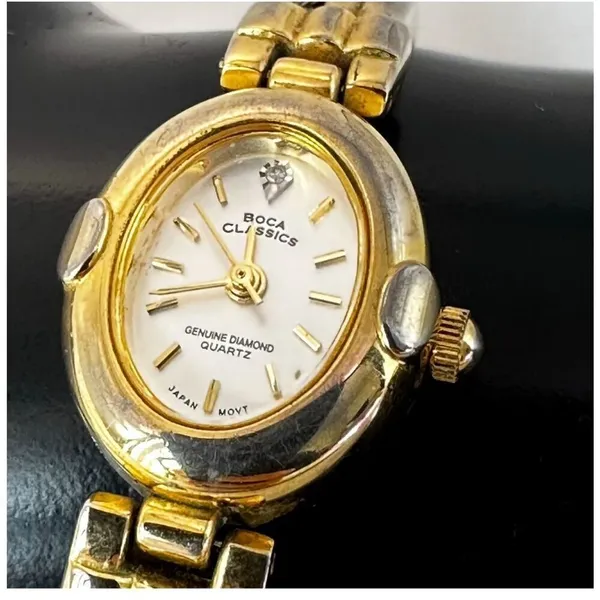 Boca Classics genuine diamond quartz watch Gold - Image 9