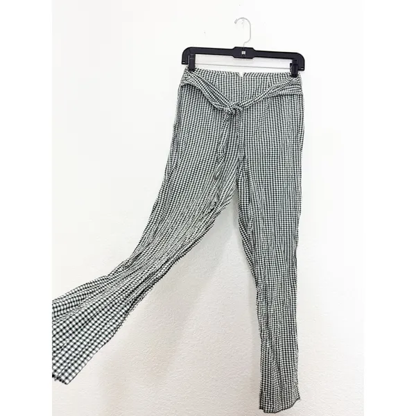 Free People West Side Tie Capri Pants Size 0 Green Gingham Retro Pinup Vintage - Image 11