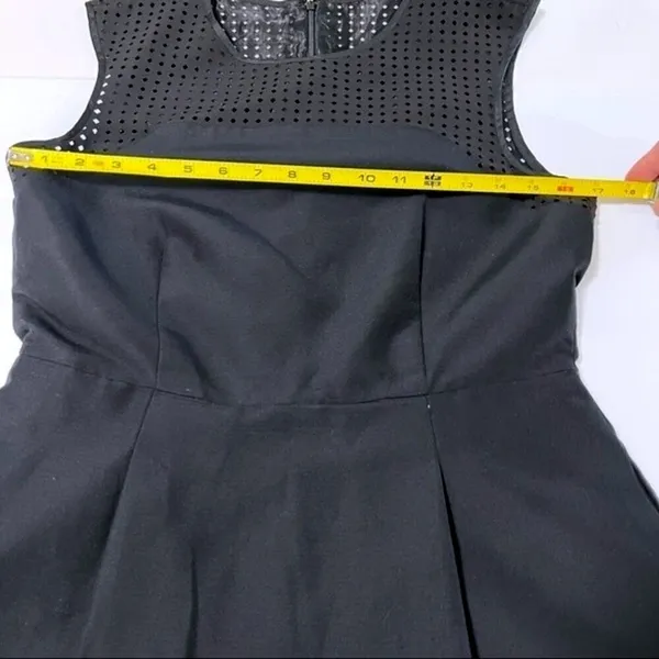 J.Crew Black Eyelet Laser Cut Cotton Silk Fit & Flare Dress 8T - Image 9