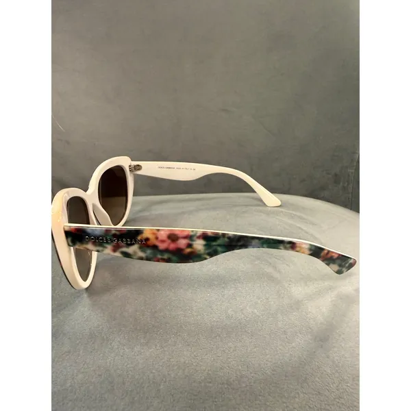 Dolce & Gabbana White & Floral Cat-Eye Sunglasses DG 4189 2780/13 Made in Italy - Image 2