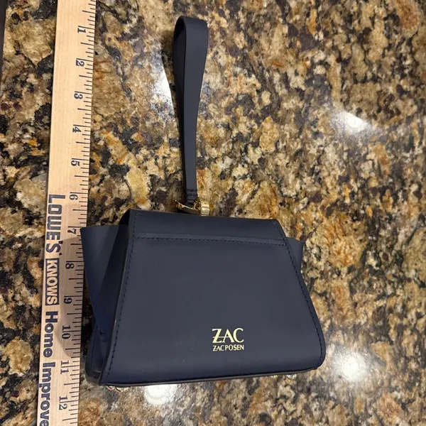 ZAC Posen Womens Small Belay Mini Wristlet Clutch Navy Blue Gold Hardware NEW - Image 4