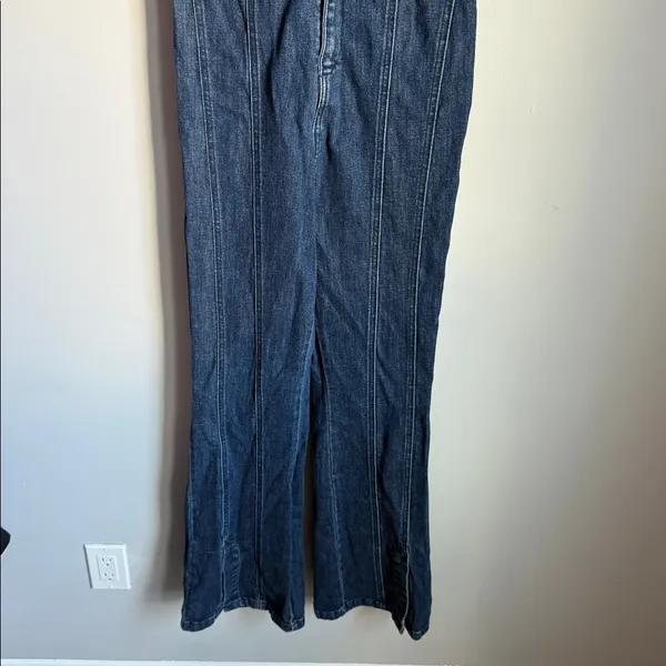 Free People CRVY Ring The Alarm Denim Jumpsuit. XS - Image 9