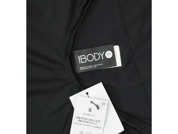 NWT Cotton On Womens Thin Strap Low-Scoop One Piece Swimsuit Black Shimmer S - Image 6