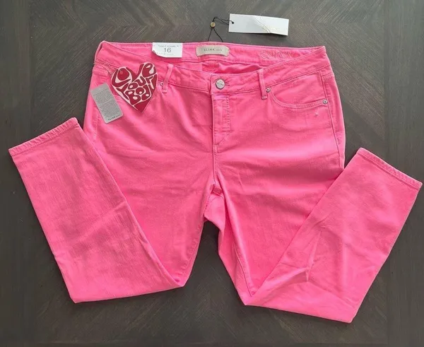 SLINK JEANS Curvy Ankle Jeggings in Hot Pink Size 16 NWT - Image 3