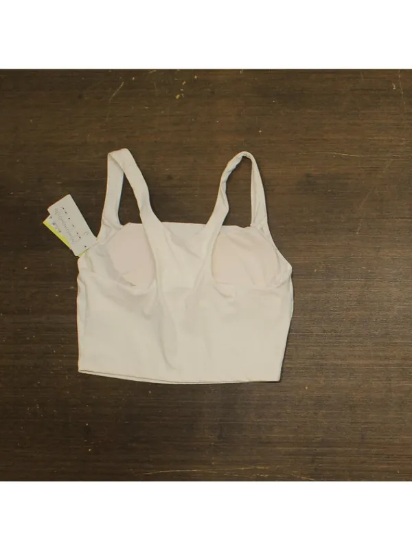 All In Motion Light Support Rib Squareneck Cropped Sports Bra Cream Off White S - Image 2