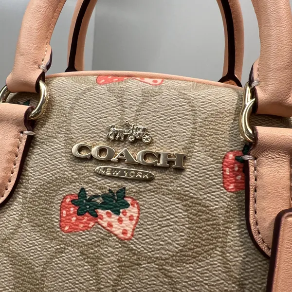 coach Sydney Satchel In Signature Canvas With Strawberry Print CB596 NWT - Image 7