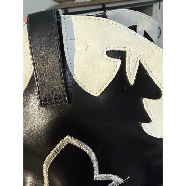 Women's Black & White Cowboy Western Boots Knee High Embroidered Block Size 6 - Image 13
