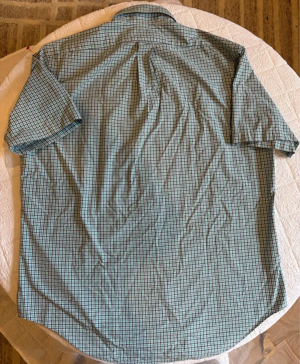 Ralph Lauren Short Sleeve Green and white Checkered button-up shirt Size L - Image 7