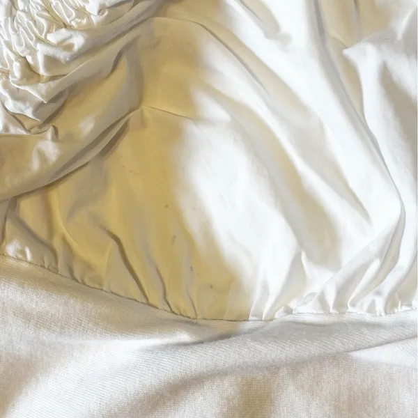 FRAME Ruched Tie‎ Sleeve Organic Cotton T-Shirt Blanc size Small - Image 4