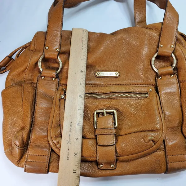 Michael Kors Rust Brown Multi Pocket‎ Pebbled Leather Shoulder Bag Y2K Hobo - Image 4