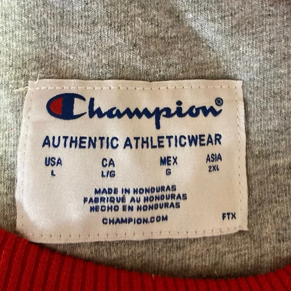 Champion Red Crew Neck Logo Fleece Spell Out Oversized Pullover Sweatshirt Sz L - Image 4