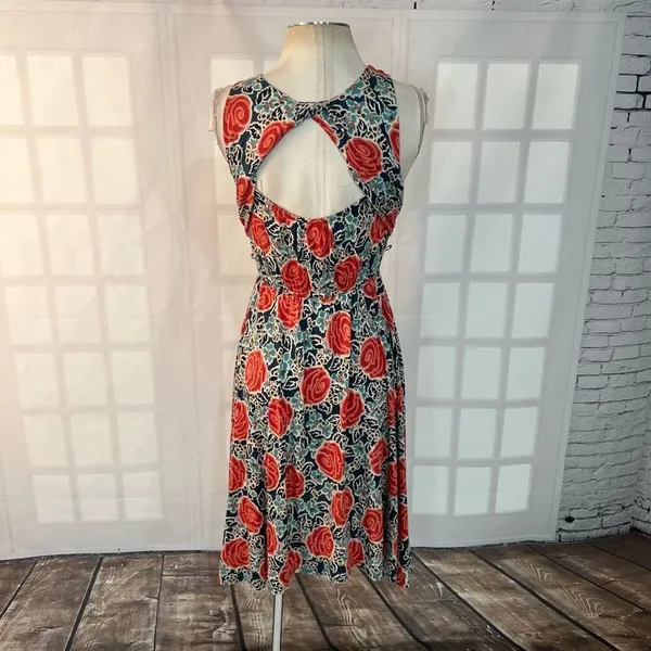 Lilka by Anthropologie Multicolor Floral Front Cutout Sleeveless Sundress Small - Image 5
