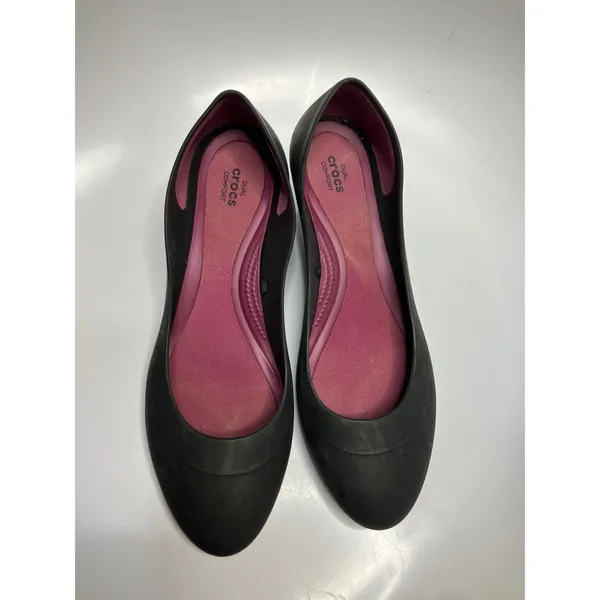 Crocs matte black Lina wedge pumps women's size‎ 9 business casual basics Eva - Image 2