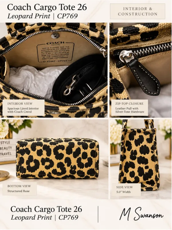 NEW Coach Cargo Tote Bag 26 Leopard Print CP769 NWOT - Image 5
