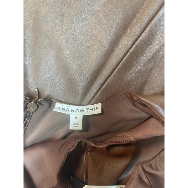 Chocolate Brown And Now This faux leather mini dress size Med, style MR10133GSPU - Image 5