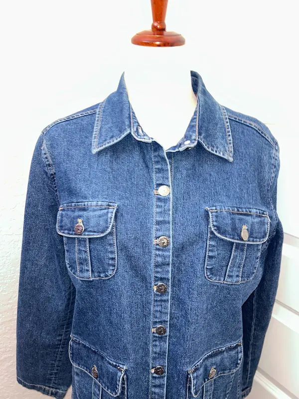 Vintage Duck Head Button Front Long Sleeve Chore Denim Jacket Coat Size L - Image 2