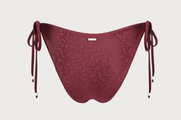 BERLOOK Burgundy Floral Tie Bikini Bottom ONLY 41 Red - Image 8