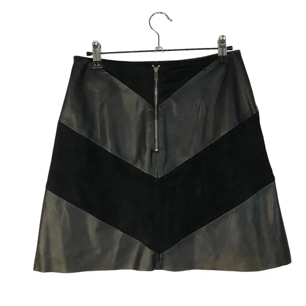 Zara Black Faux Leather Suede A-Line Mini Skirt XS‎ - Image 3