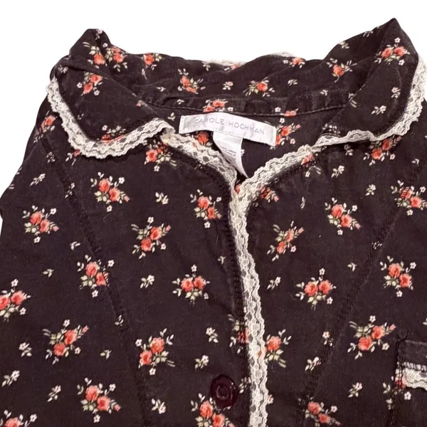 Carole Hochman Blue Bird Floral Pajama Set lg 100% Cotton Pajamas Roses & Lace - Image 3
