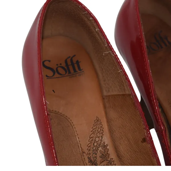 Söfft Red Patent Leather Round Toe Wood Heel Pumps Classic‎ Women's Shoes - Image 2