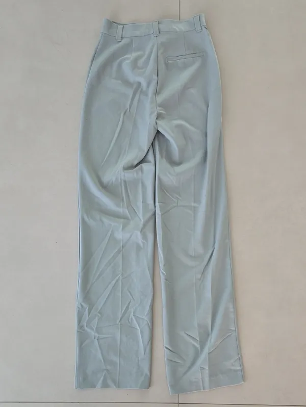 Pull&Bear Wide-Leg Trousers in Light Sage Size 0 - Image 3
