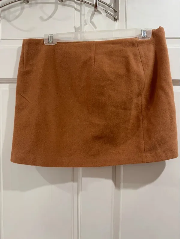 PINK Victoria's Secret Camel Brown Wrap Mini Skirt with Fringe Size xxl - Image 3