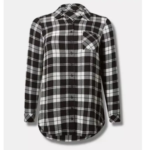 Torrid Black Lizzie Crinkle Flannel Gauze‎ Button Up Tunic Size 2X - Image 5