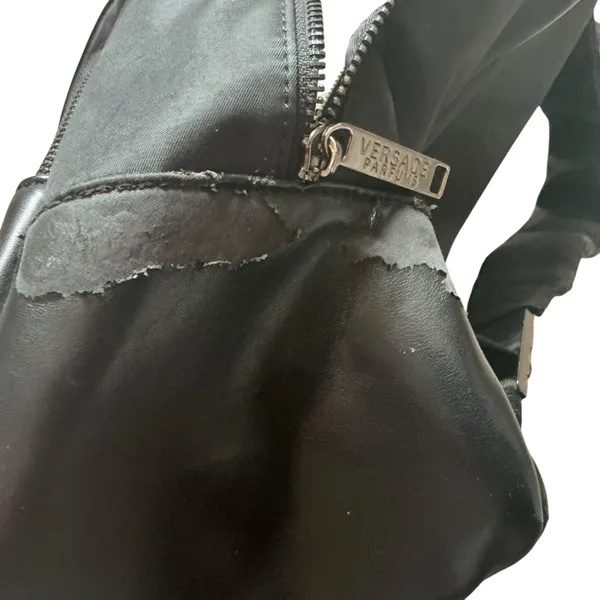 Versace Medusa head black faux patent leather nylon backpack - Image 6