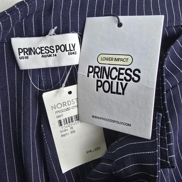 Princess Polly NWT Navy Pinstripe Wide Leg Pants High‎ Waisted Trousers Size 10 - Image 5
