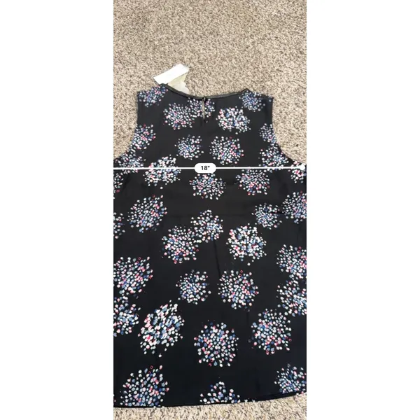 Joan Vass New York Black Confetti Print Sleeveless Blouse Leather Trim M NWT - Image 6