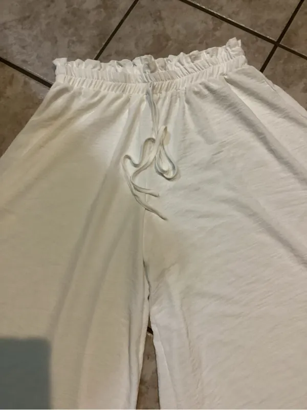 Wide Leg Women's Palazzo Pants - White - Image 3