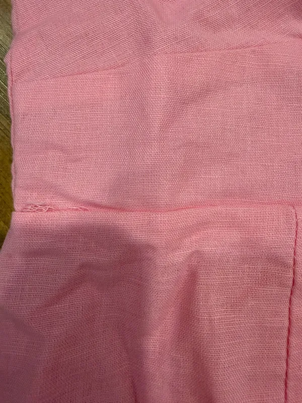 Hello Molly Pink Mini Dress Women's Size M V Neck Coquette Linen Cotton - Image 10