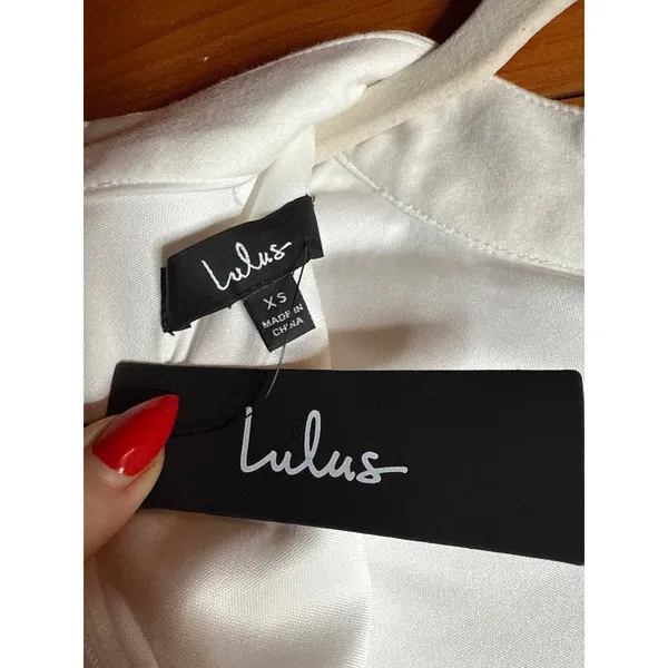 NWT Lulus Lace Up Your Sleeve White Lace Long Sleeve Bodycon Dress Cocktail XS - Image 6