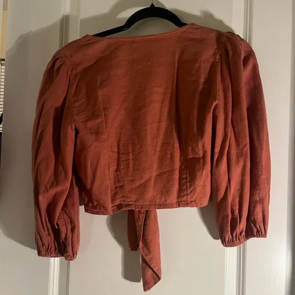 Rust Tie-Front Blouse - Image 2
