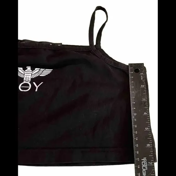 Top Boy London Black‎ Cami Crop Logo Y2K 00s Boho Hippie Top - Image 4