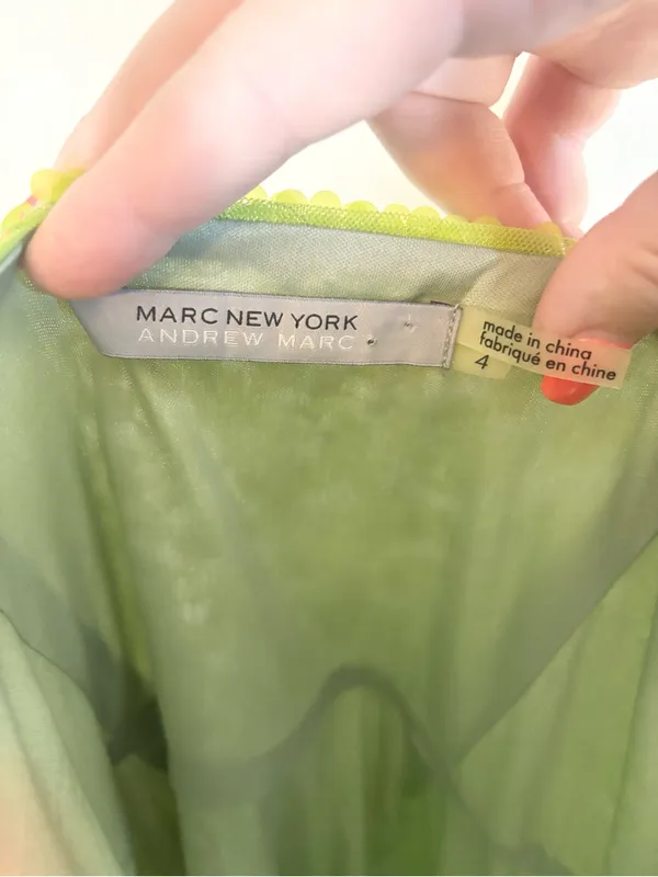 Marc New York Sequin Lime Green Mini Dress Vintage Size 4 - Image 9