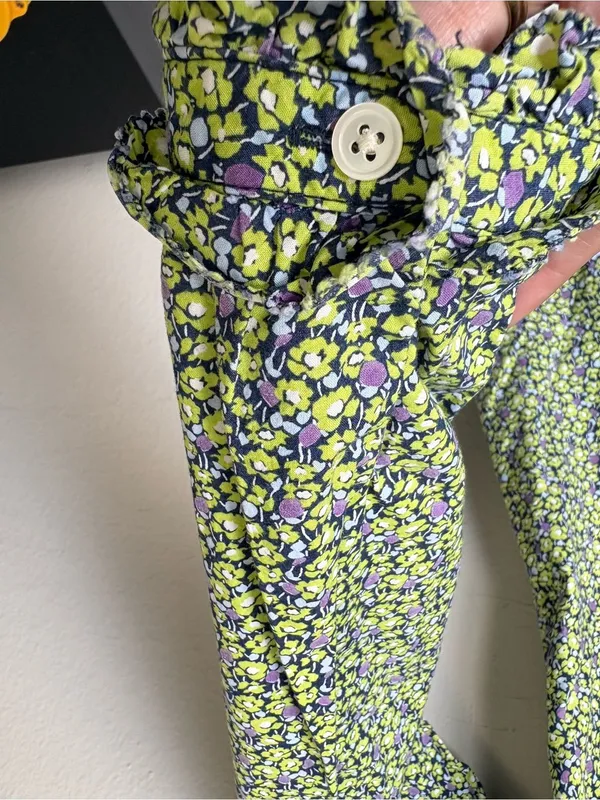 J.Crew Floral Ruffle Blouse 100% Cotton Button Front Cottagecore Preppy - Image 7