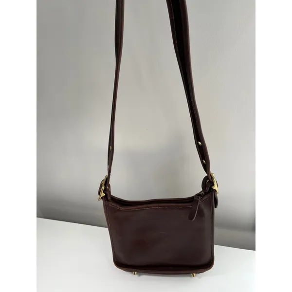 Vintage Unbranded Mahogany Leather Ergo‎ Crossbody Bag Minimalist 90s Style - Image 10