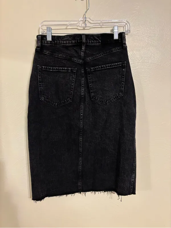 Abercrombie & Fitch Black Denim Midi Skirt Slit 27/4 - Image 9